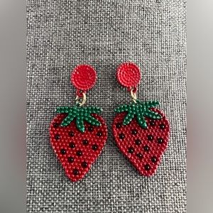 Cute Red Strawberry Watermelon Fruit Drop Earrings Bohemian Beaded Dangle